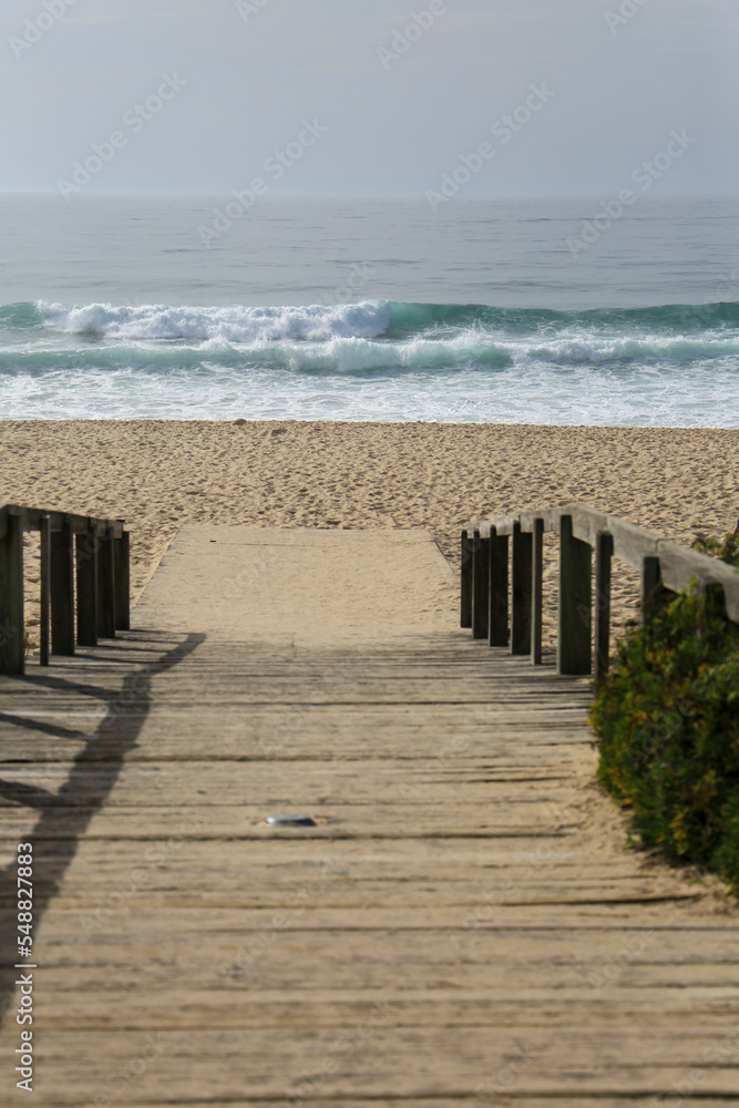 Wooden walkway to the beach in Portugal