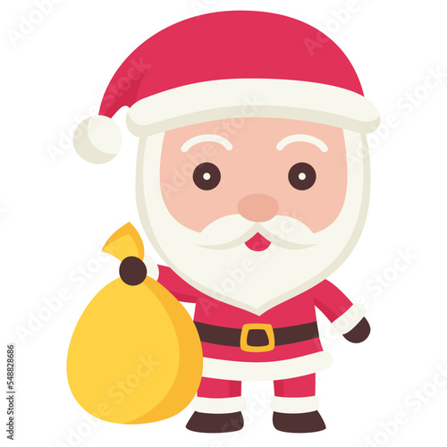 Cute santa claus doodle vector icon