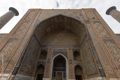 Uzbekistan Tiled, Mosaics and Ceramics Details Photo, Registan Square Samarkand, Uzbekistan 