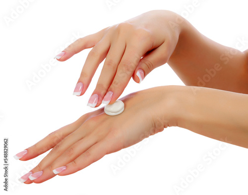 Female hands with a moisturiser
