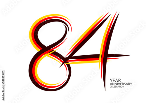84 years anniversary celebration logotype colorful line vector, 84th birthday logo, 84 number design, Banner template, logo number elements for invitation card, poster, t-shirt. graphic design