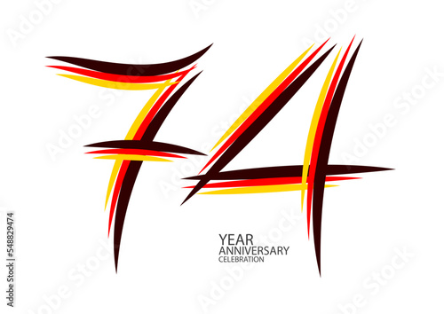 74 years anniversary celebration logotype colorful line vector, 74th birthday logo, 74 number design, Banner template, logo number elements for invitation card, poster, t-shirt. graphic design