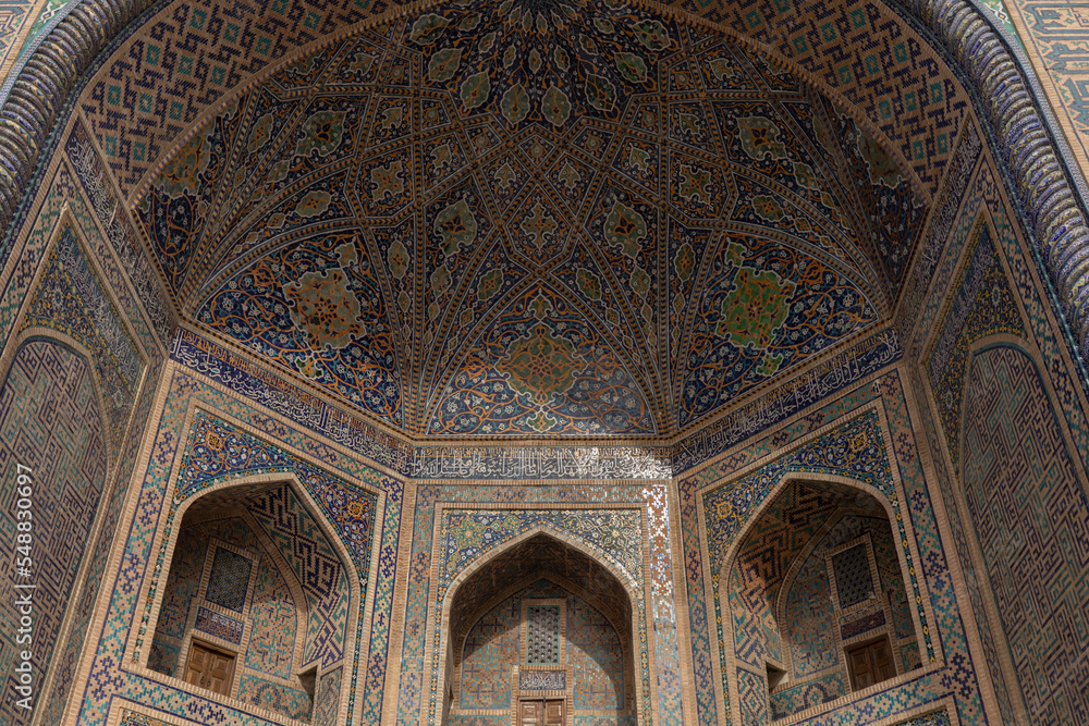 Uzbekistan Tiled, Mosaics and Ceramics Details Photo, Registan Square Samarkand, Uzbekistan	