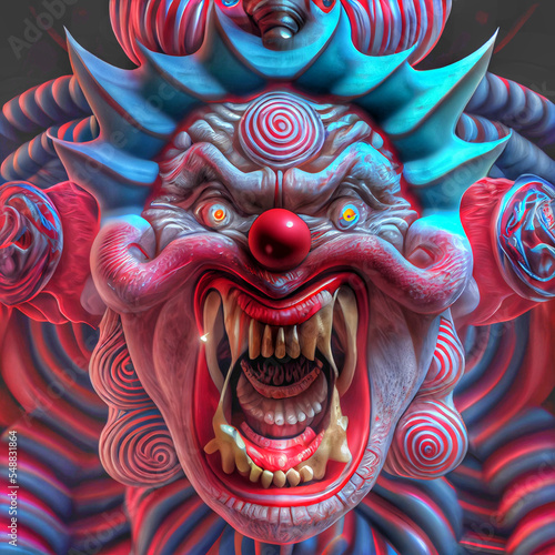 Midjourney abstract render of an evil clown