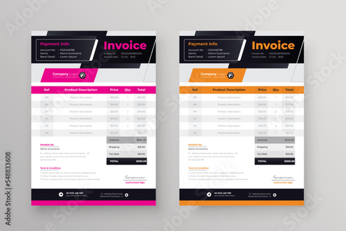 Abstract geometric business invoice design for corporate marketing company letterhead template