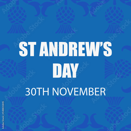 St. Andrew's day - National holiday in Scotland. Template for invitation, poster, flyer, banner, flag of Scotland. Vector illustration photo