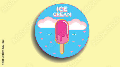Ice cream logo. The logotype of your cafe. Ice cream coffee, tasty, gelato. Patch, sticker