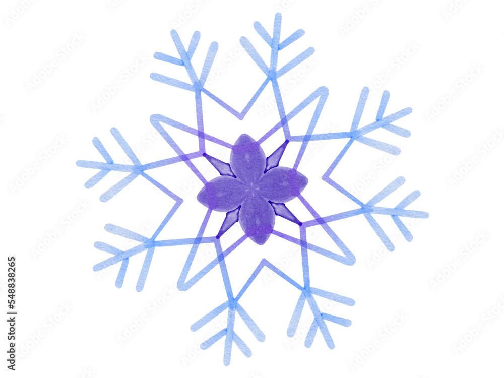 isolated watercolor illustration of snowflake isolated watercolor illustration of snowflake