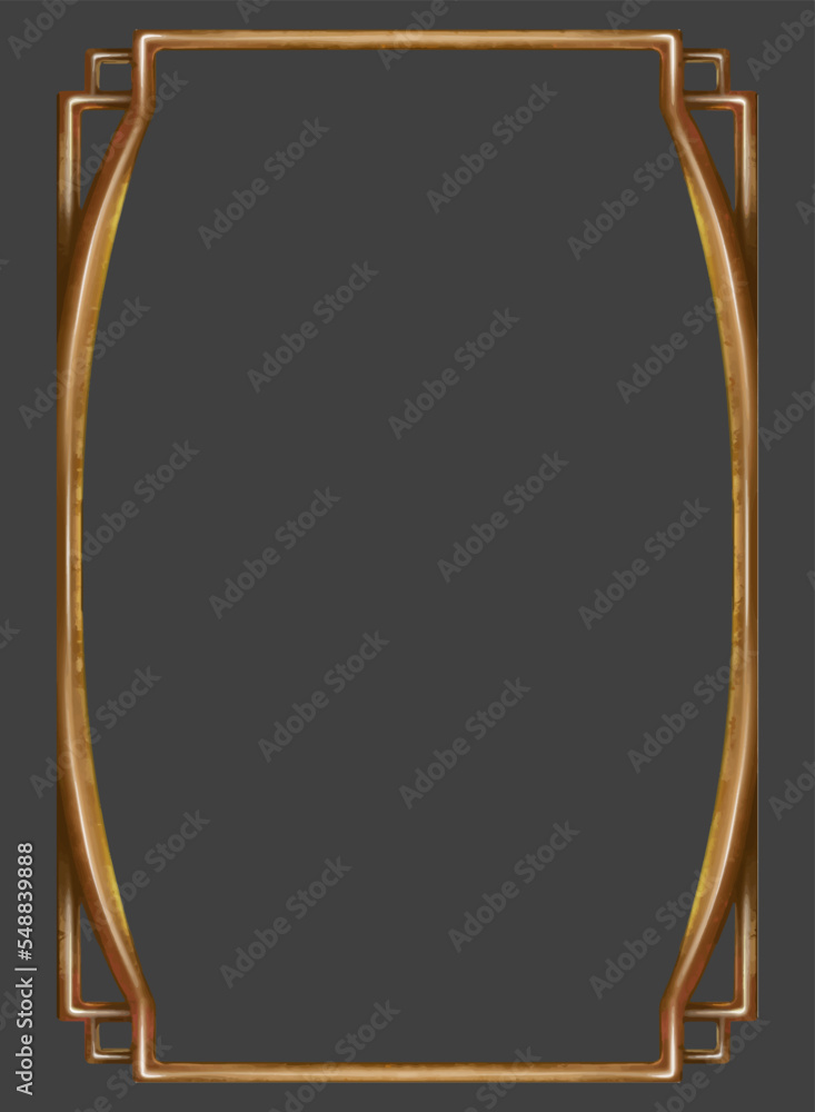 Bronze vertical frame. Vector drawing. Layout of a framed photo