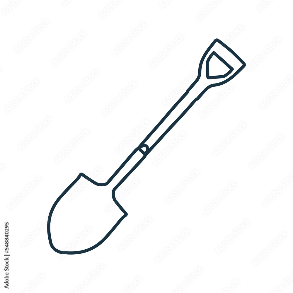 Shovel, peel, scoop, spade, tool outline icon. Line art vector.