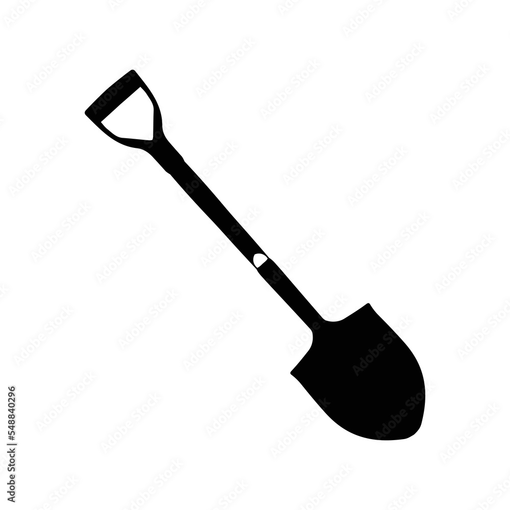 Shovel, peel, scoop, spade, tool icon. Black vector graphics.