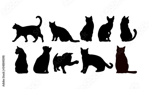 set of cats silhouettes