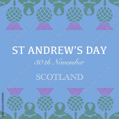 St. Andrew's day - National holiday in Scotland. Template for invitation, poster, flyer, banner, flag of Scotland. Vector illustration