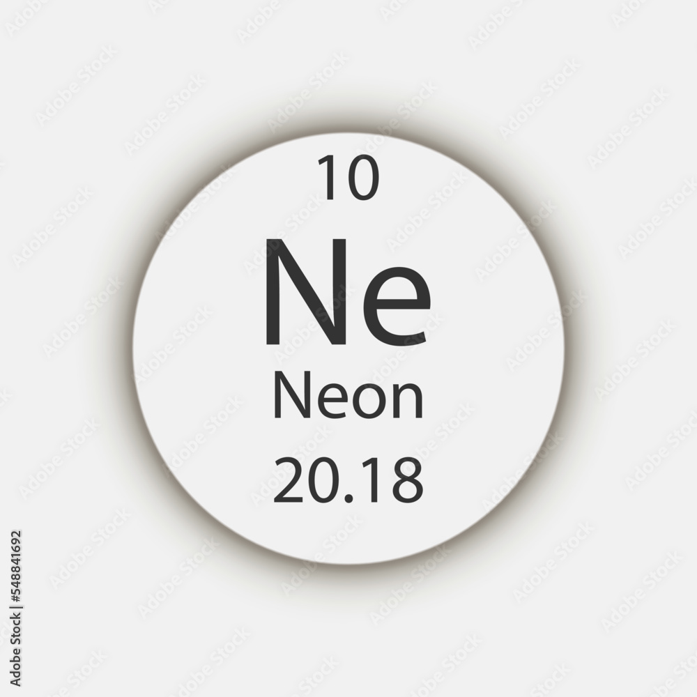 Neon symbol. Chemical element of the periodic table. Vector illustration. Neon symbol. Chemical element of the periodic table. Vector illustration.
