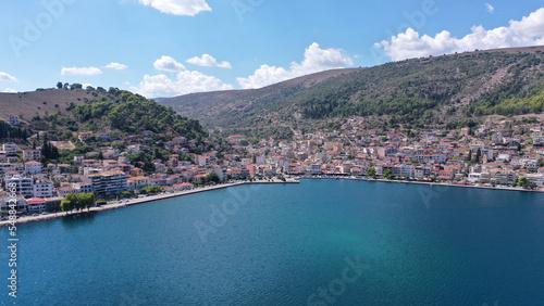 Fototapeta Naklejka Na Ścianę i Meble -  Aerial drone photo of small seaside town of Amfilochia in Ambracian gulf, central Greece