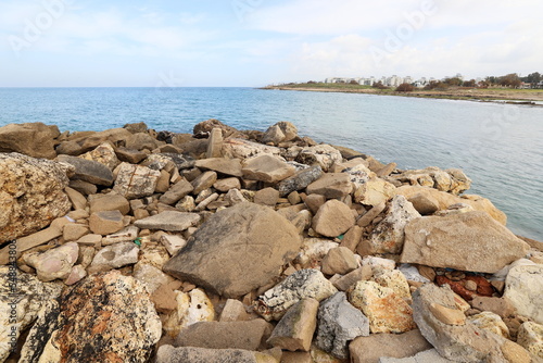 Stones on the shore of the Mediterranean Sea.