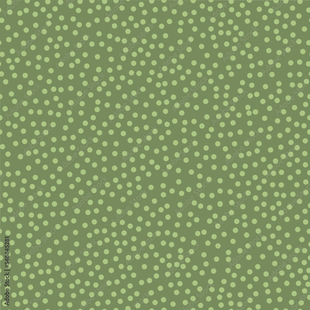 Chaotic dots vector seamless pattern in green color and flat simple style