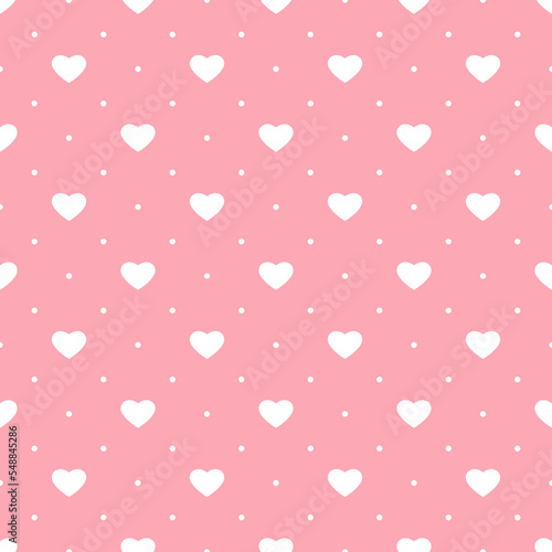 Cute hearts and polka dot vector seamless pattern for baby or Valentine's Day