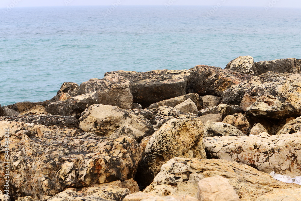 Stones on the shore of the Mediterranean Sea.