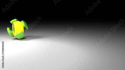 animation of 3D PRESS RELEASE word comming out of a rotating ball