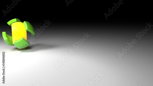 animation of 3D EAT SMARTER word coming out of a rotating ball