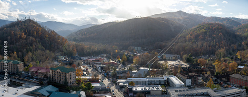 A panoramic view of downtown Gatlinburg, Tennessee 