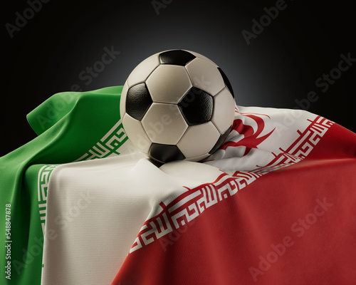 Soccer Ball And Iran Flag photo