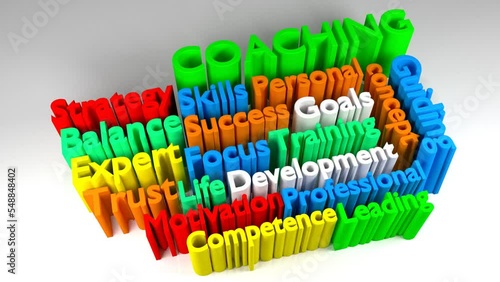 colorful 3D COACHING word cloud