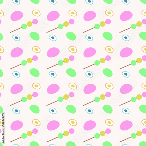 Dango and mochi, seamless pattern, vector. Pattern of colored dango and mochi.