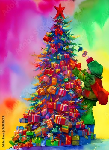 The kids are eagerly opening their Christmas gifts. They rip off the wrapping paper and exclaim with joy at what they see inside.