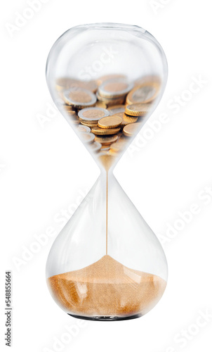 Hourglass shows symbolically, time is money.