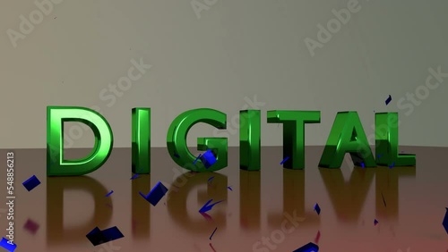 animation with explosion from word ANALOG to Digital on white background