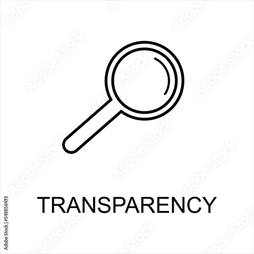 Transparency linear icon. Lens magnifier icon transparency. Linear design symbol with thin line and monochrome outline minimal style. Vector illustration