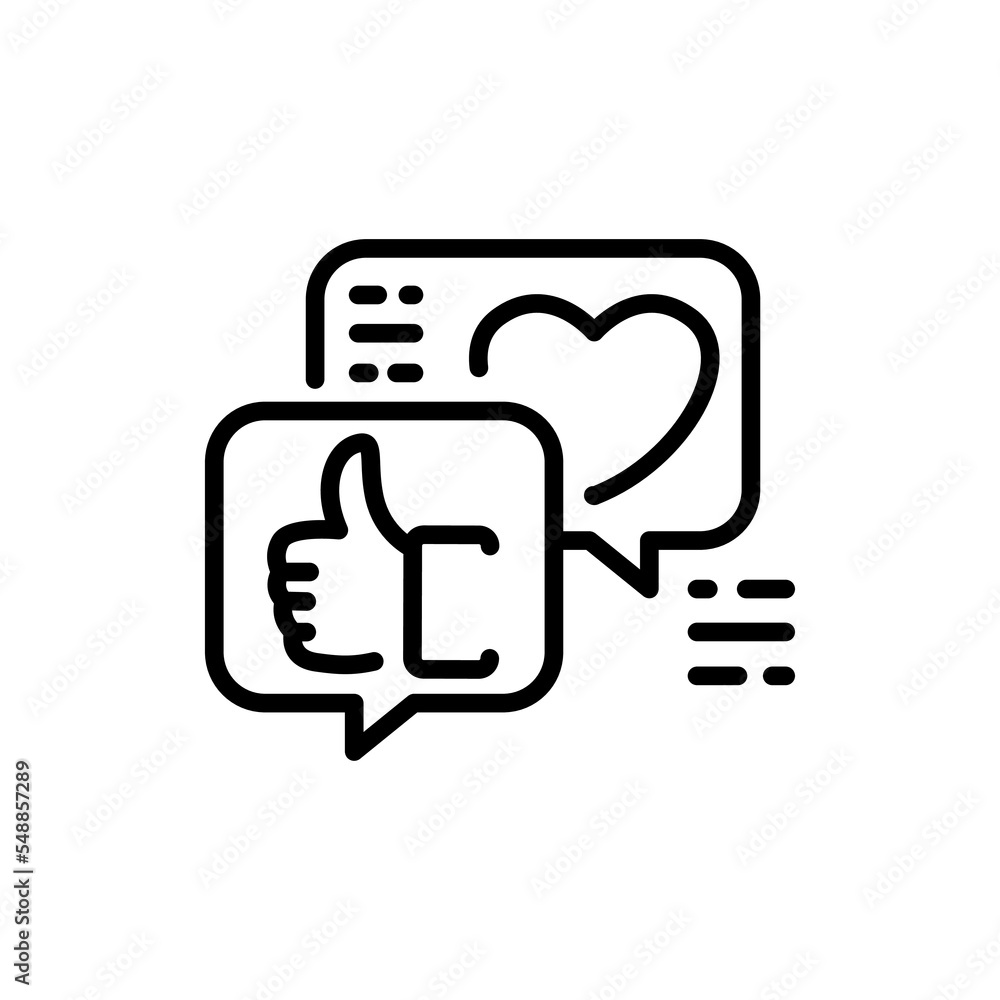 Positive feedback black line icon. Online chatting. Positive feedback black line icon. Online chatting.