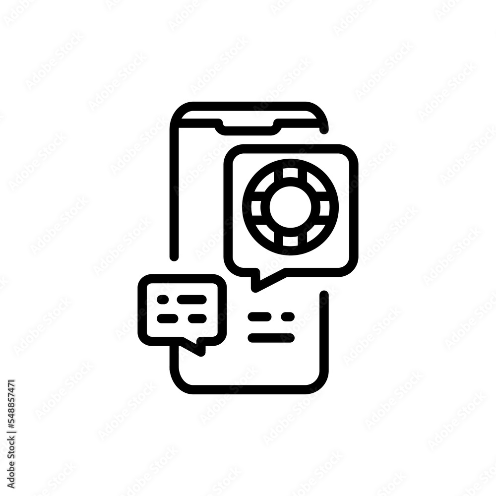 Service support black line icon. Online help. Service support black line icon. Online help.