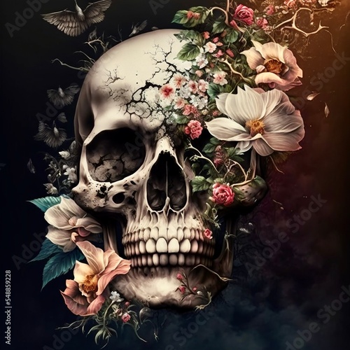 Midjourney abstract render of a mockup human skull