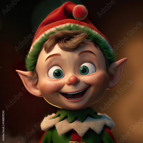 Cute Happy Cartoon Christmas Elf