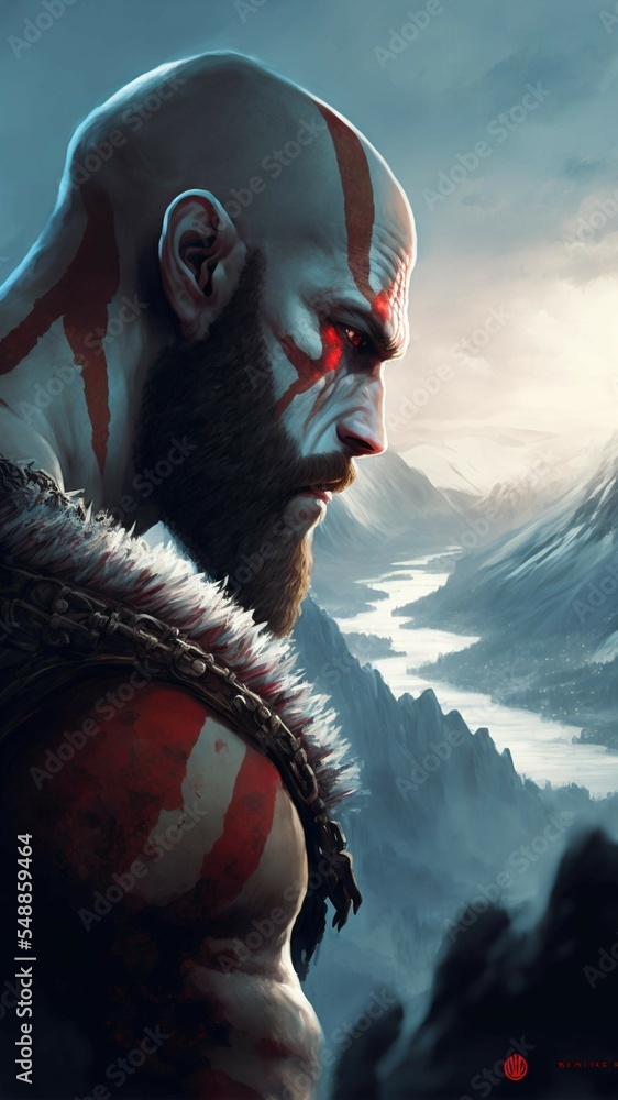 4k God Of War Wallpaper Kratos Stock Illustration  Adobe Stock