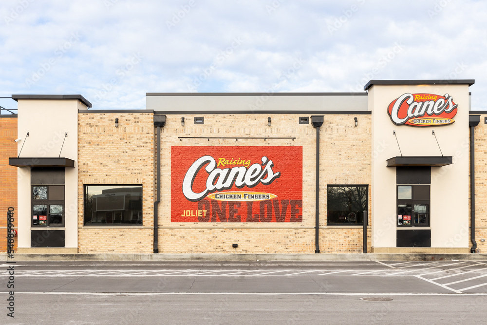 JOLIET, IL, USA NOVEMBER 24, 2022 Raising Cane's is an American fast