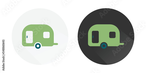 Camper Vans Caravans Icon, RV Cars, Camper Van,  Trailer for tourism, family holidays, Camping van logo Colorful vector icons