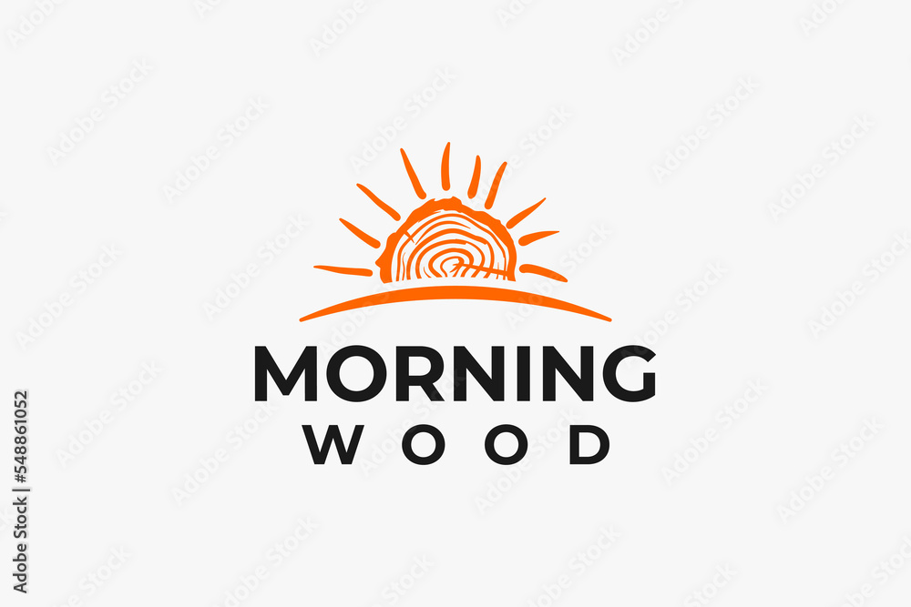 Fototapeta premium wooden logo with being the sun