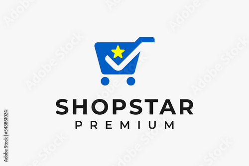 shopping cart logo with star