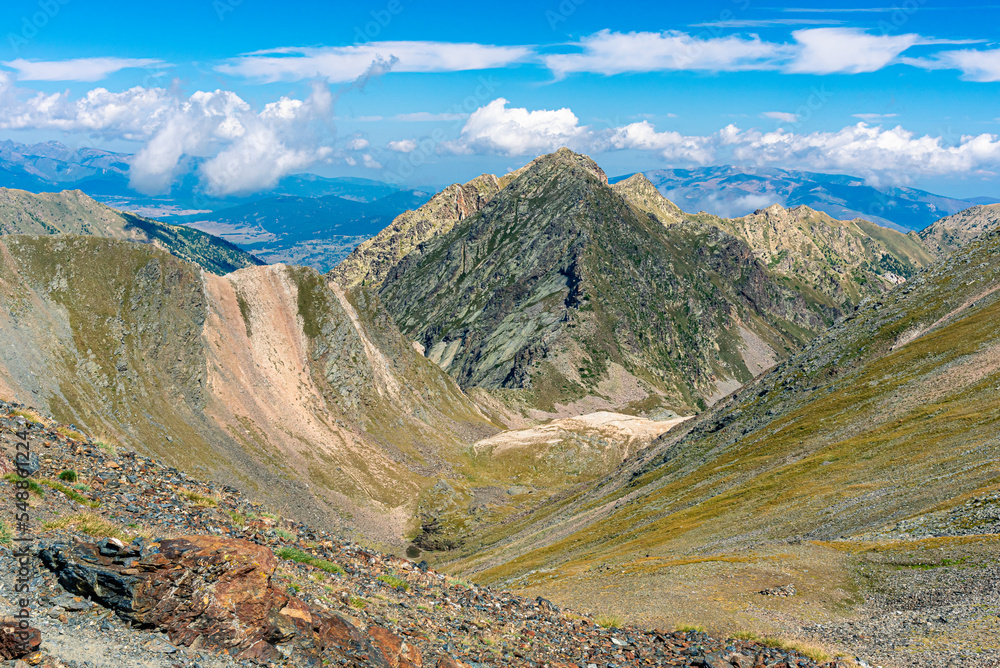 High mountain landscape and beautiful valley with blue sky.