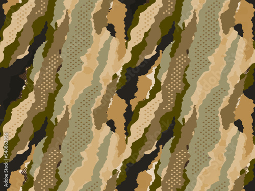 Full seamless camouflage background. Fabric print texture pattern for textile. Army camo uniform skin vector for fashion and wallpaper. 