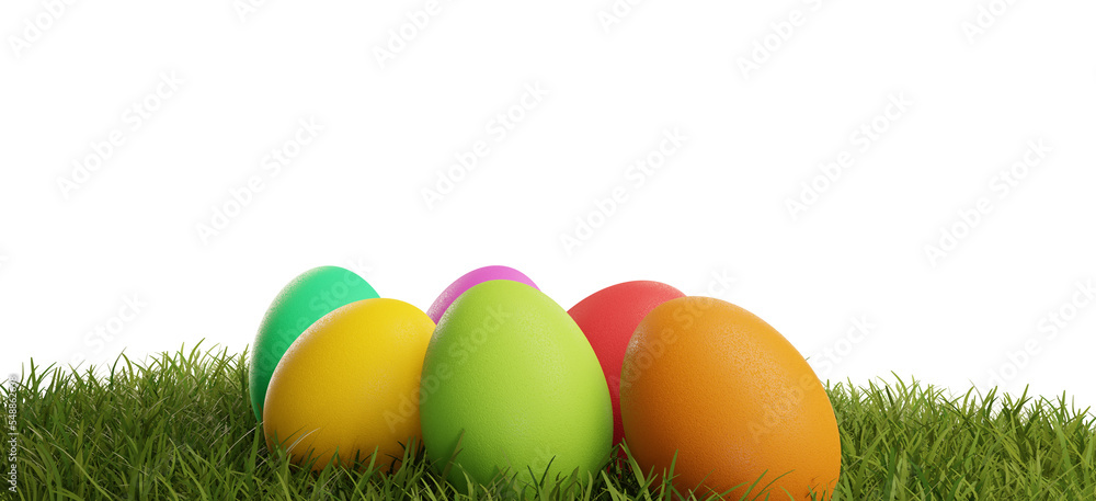 colourful Easter eggs in tall grass 3d-illustration colourful Easter eggs in tall grass 3d-illustration