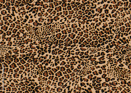 Full seamless leopard cheetah texture animal skin pattern. Brown textile fabric print. Suitable for fashion use. Vector illustration.