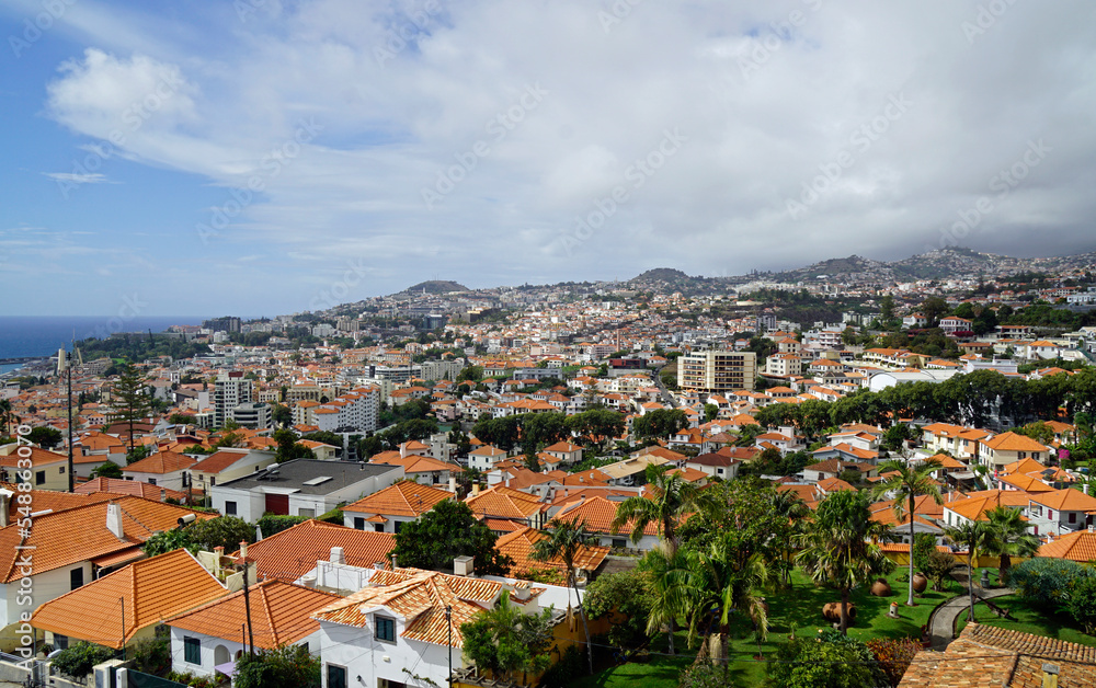 view over funchal village on madeira island