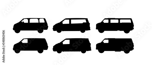 set of van silhouettes - vector illustration