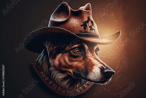 Dog Head Logo Wearing Cowboy Hat