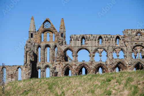 Whitby, Yorkshire, united kingdom, 23, March 2014 iconic Whitby abbey in North Yorkshire side on view
